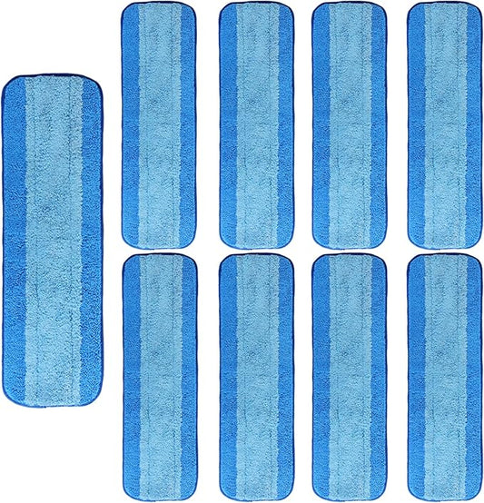 AmaVins 9 Pack Microfiber Cleaning Pads, Reusable Microfiber Mop Pads for 18 Inch Mop, Hardwood Floor Replacement Cleaning Mop Pads, Machine Washes
