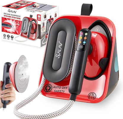 SALAV DuoPress Smart Deluxe Steam Station, Garment Steamer & Iron, 6ft Extra-Long Hose, Auto-Off Safety, Digital Display, 7 Steam Levels, 1.1L Water Tank, Dry Iron Mode & Steam Burst