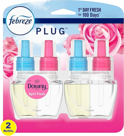 Febreze Odor-Fighting Fade Defy PLUG Air Freshener Refill, Downy April Fresh, (2) .87 fl. oz. Oil Refills