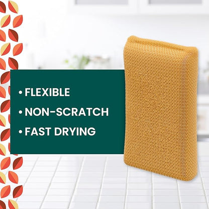 Scotch-Brite Brite Harvest Collection, 1 Extra Gentle Leafy Clean Kitchen Sponge, 3 Pop Up Dish Sponges That Expand with Water, and 4 Dobie Non-Scratch Sponges