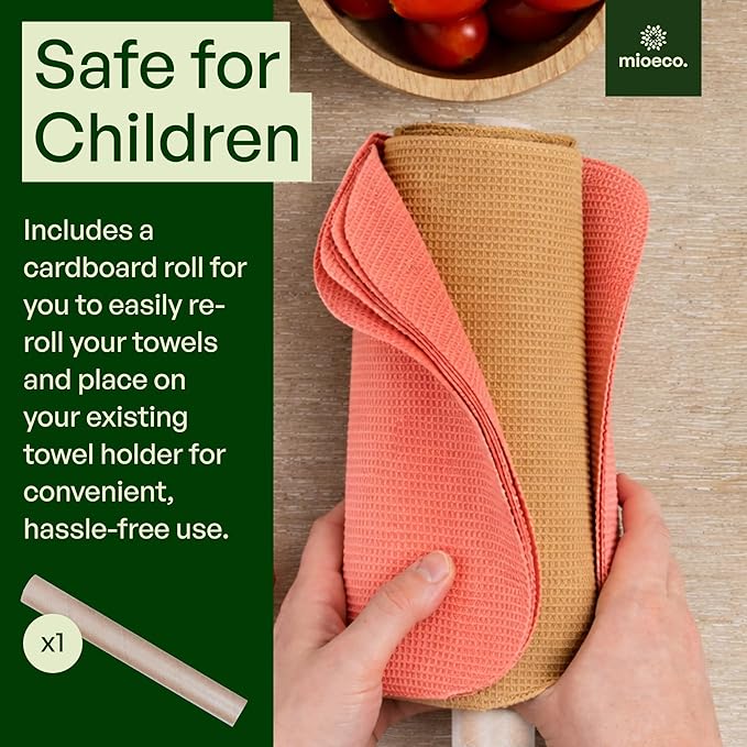 24 Pack Multicolored Reusable Paper Towels - Nature Friendly - Organic Cotton Alternative - Thick, Strong, Paperless Kitchen Dish Cloths - Reusable Napkins - Dish Towels - Cloth Napkin