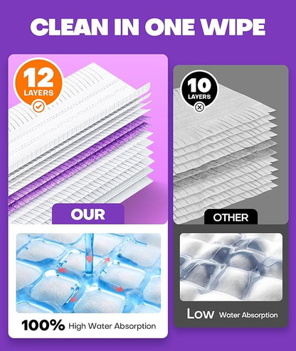 5X Cleaning Power Multi-Surface Mop Pad Refills, Compatible with Swiffer Power Mop Pads, for Cleaning Hardwood, Tile, Laminate, Vinyl Floors, Fragrance-Free (12 Count)