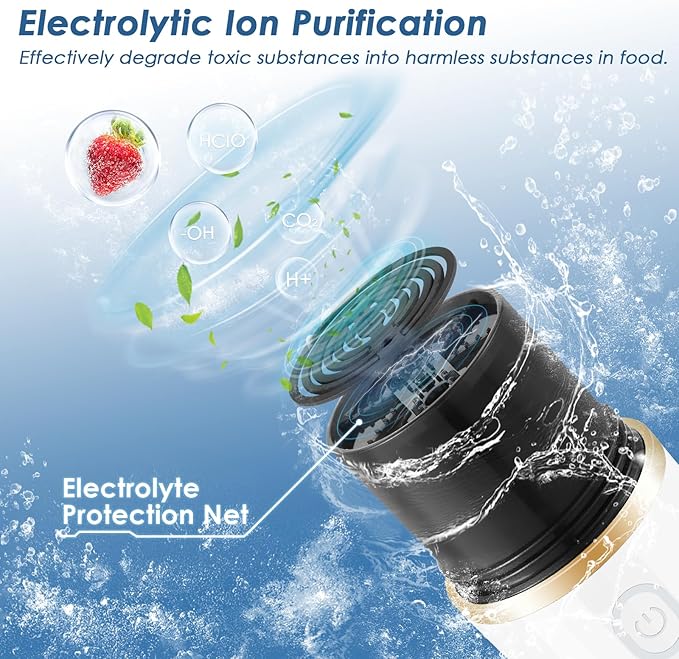 Cudinham Fruit and Vegetable Purifier Cleaner Washing Machine Capsule Shape Disinfection OH-ion Purification Technology for Cleaning Grains Rice Meat Seafood, White