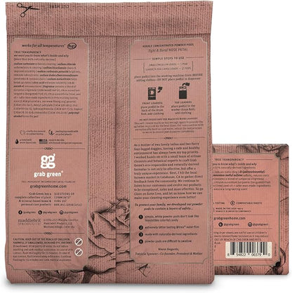 Grab Green Stoneworks Laundry Detergent Pods and Dryer Sheet Bundle (Rose Petal) | 80 Count