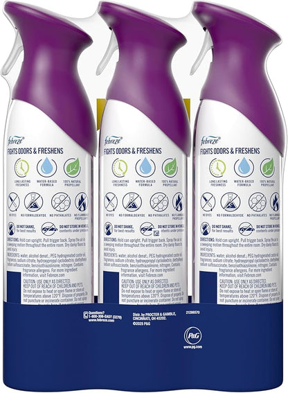 Febreze Air Mist, Air Freshener Spray, Odor Fighting Room Spray, Deodorizer for Home Bathroom Kitchen Office Apartment Dorm Room Classroom, Lilac Sunrise Scent, 8.1oz (Pack of 3)