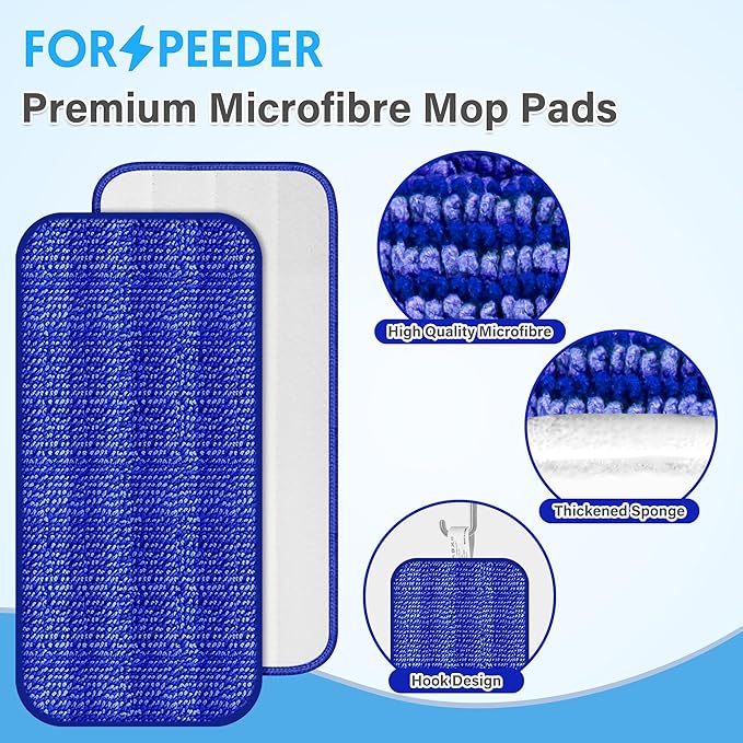 Reusable Mop Pads for Swiffer WetJet, Wet Pads Refills for 12'' Spray Mop, Microfiber Refill Machine Washable Up to 100+ Floor Cleaning for All Kinds of Floor Types, 7 Pack