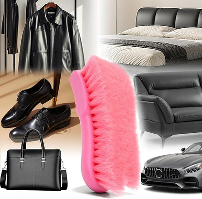 Soft Nylon Brush for Home Leather & Upholstery, Scratch-Free Dusting Brush for Bed/Sofa/Clothes Cleaning, Brush for Car Interior Detailing & Leather Care