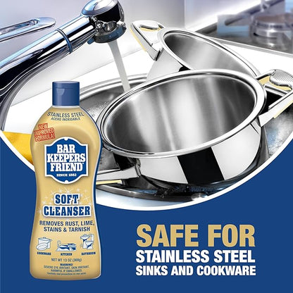 Bar Keepers Friend Soft Cleanser (13 oz) and MORE Spray + Foam (25.4 oz) Multipurpose Cleaner Bundle, Stain & Rust Remover for Multi Surface Bathroom, Kitchen & Outdoor Cleaning