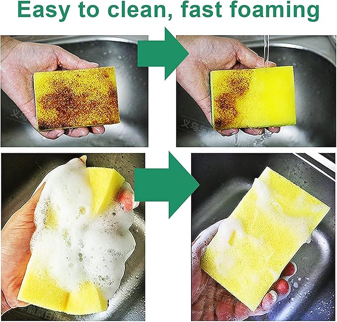 Kitchen Cleaning Sponges, Cleaning Sponges in Bulk, Non Scratch Dishwashing Sponges Scouring Pad Odor-Free Scrubbing Dish Sponge Suitable for Washing Dishes, Travel Apartments - 600 Pack