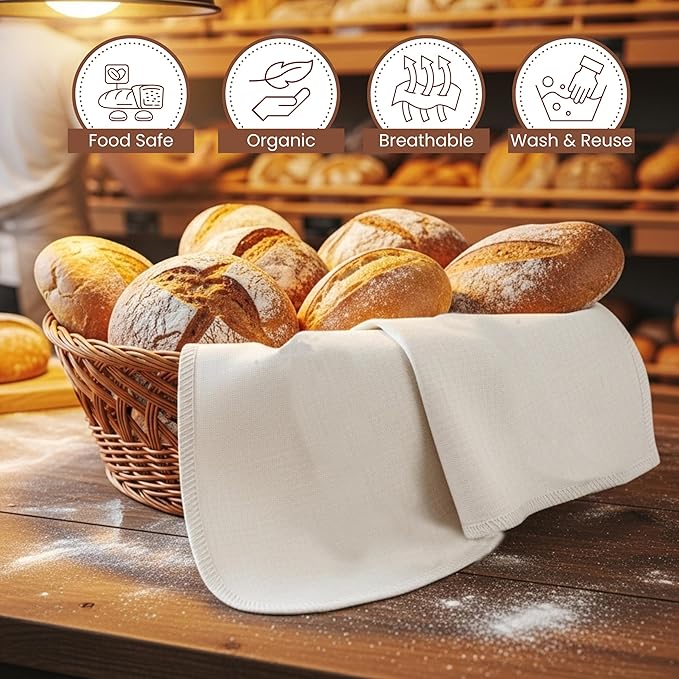 Flour Sack Towels|Tea Towel for Crafts| Kitchen Towel | dish drying towels|Cotton Blank Towel for Embroidery|Baking Bread Proofing Linen Cover|Thick Absorbent Quick Dry (Bread Cover, 28"x28"- 3 Pack)