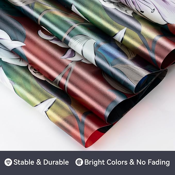 DKTIE Stained Glass Window Film Floral Vintage Style, Frosted Glass Effect Two-Way Privacy Window Film, Heat Insulation UV Protection Softening Light (S646, 17.7in X 78.7in)