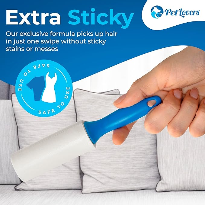 PetLovers Lint Rollers for Pet Hair Extra Sticky - Lint Remover for Clothes (2 Pack Travel Size)