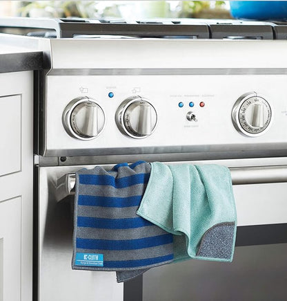 E-Cloth Kitchen Cleaning Kit, Premium Microfiber Cleaning Cloth with Scrubber, Ideal Cleaning Supplies for Kitchen Sinks and Dish Scrubber, 100 Wash Guarantee, 2 Cloth Set
