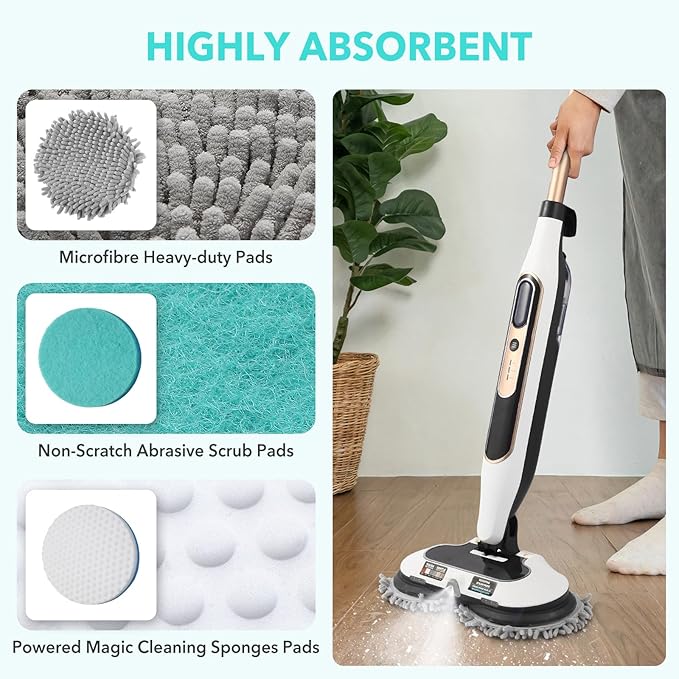 Frescares S7000 Magic Sponge Eraser Steam&Scrub Mop Pads Kit for Shrak,S8201 S8001 S7001 S7201 S7000AMZ S7005 S7020 S7001C All-in-One Hard Floor Steam Mop (6White)