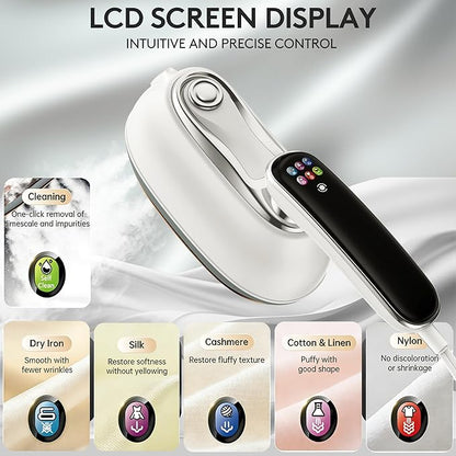 Travel Steamer for Clothes – 2026 Upgrade #1! 1300W Power 【160mL Tank & 10s Heat-Up】, 110-240V, 180° Rotating Handle, 6 Modes Ultra-Slim LCD Display – Perfect for Home & World Travel.