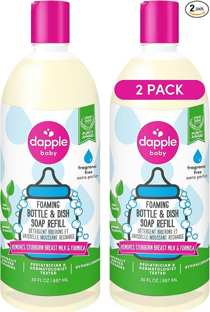 Dapple Baby Foaming Dish Soap, Refill, Unscented, 30oz (2 Units)