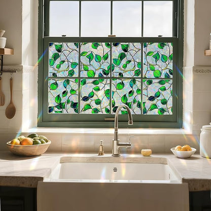 Rainbow Window Privacy Film,Heat Control,UV Blocking,Anti-Glare,Day & Night Privacy Protection & Decoration for Home, Bathroom,Glass Door,Static Cling,Renter-Friendly with Installation Tools