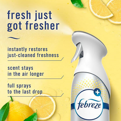 Febreze Air Mist, Air Freshener Spray, Odor Fighting Room Spray, Deodorizer for Home Bathroom Kitchen Office Apartment Dorm Room Classroom, Kitchen Odor Fighter Fresh Lemon Scent, 8.1oz