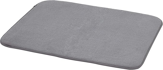 Umbra Udry Dish Rack and Microfiber Drying Mat – Space-Saving Design Folds Up for Easy Storage, Rack with Caddy, Gray
