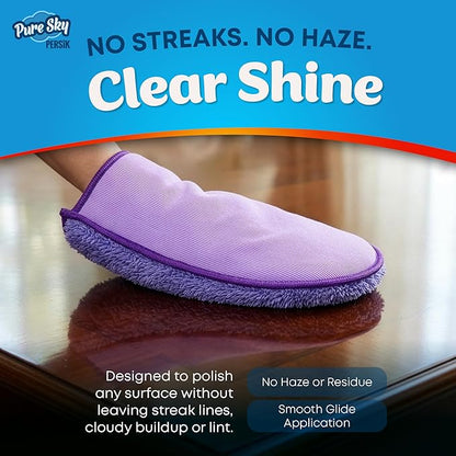 persik Pure-Sky Ultra Microfiber Cleaning Glove – JUST ADD Water No Detergents Needed - 2-in1, Combination for Glass and Multipurpose – Streak Free Magic Window Polishing Glove - Removes Stains, Dust
