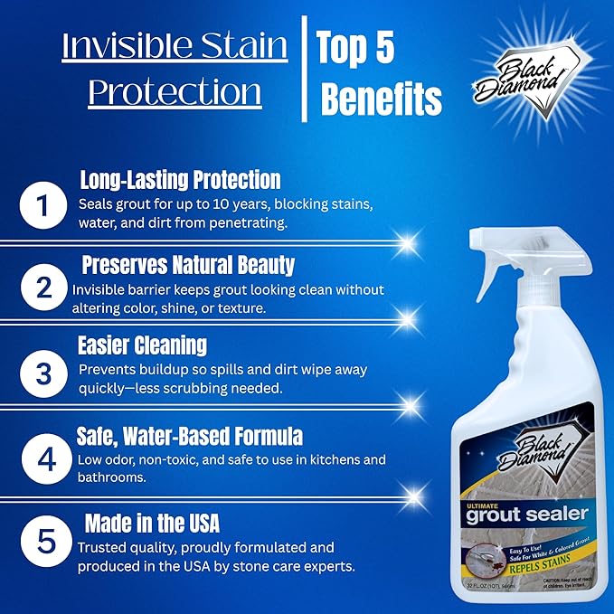 ULTIMATE GROUT SEALER – Professional Strength Tile, Stone & Grout Protection for Showers, Floors & Backsplashes | Easy-Clean, Stain & Moisture Repellent – Low Odor Contractor Grade (4 Gal)