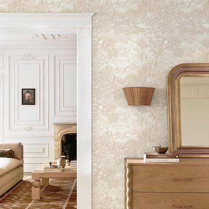Ismoon Vintage Wallpaper Peel and Stick Beige Neutral Wallpaper 17.3in x32.8ft Forest Animals Contact Paper for Bedroom Thicken Waterproof Self-Adhesive Wall Paper Removable Renter Friendly Vinyl