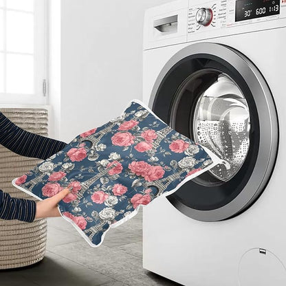 Mesh Laundry Bags Lingerie Bags for Washing Delicates 2 PCS Durable Wash Bag with Zipper Small and Medium Washable Blue French Eiffel Tower and Roses