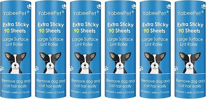 Extra Sticky Large Lint Roller Refills, 6.3'' Giant Lint Roller Refills for Pet Hair, Clothes&Furniture Cleaning, 540 Sheets in Total