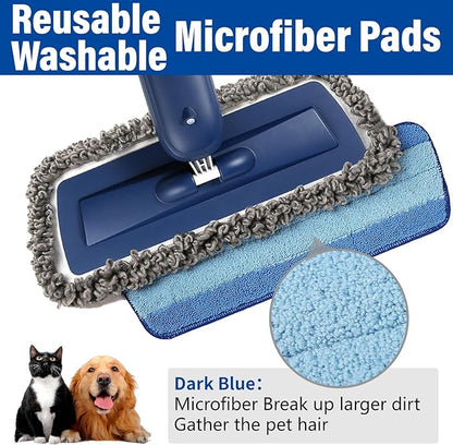 Power Mop for Floor Cleaning with 2 Washable Pads - Wet Dry Microfiber Mop with 720 ml Refillable Bottle for Kitchen Wood Floor Hardwood Laminate Ceramic Tiles Floors Dust Cleaning