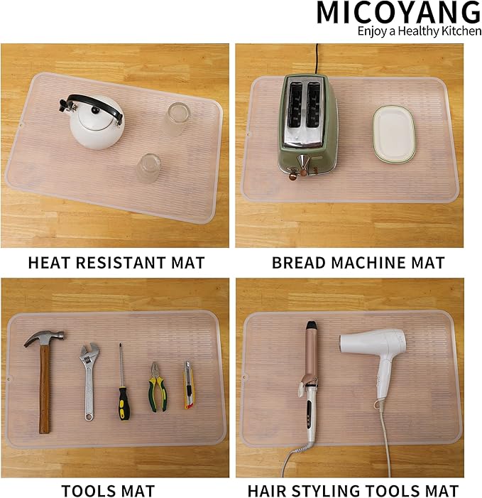 MicoYang Silicone Dish Drying Mat for Multiple Usage,Easy clean,Eco-friendly,Heat-resistant Silicone Mat for Kitchen Counter or Sink,Refrigerator or Drawer Liner Translucent 3XL 28 inches x 18 inches