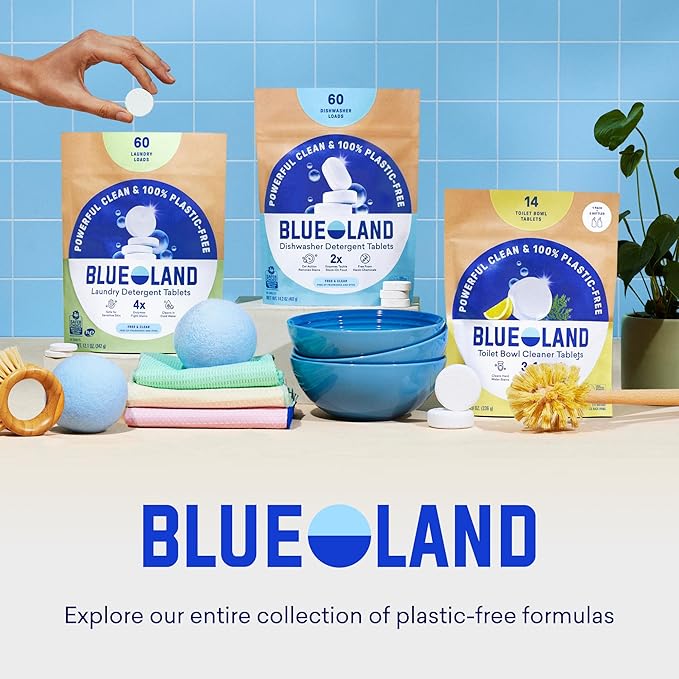 BLUELAND Oxi Laundry Booster Powder Refill 2-Pack, Clear Skies Scent, 50 Loads, 35.2 oz, Plastic-Free, Eco Friendly, Oxy Cleaner, Stain Remover