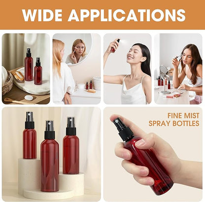 EVANCENT 50Pack 4oz Spray Bottles Plastic, 120ml Small Spray Bottle Bulk Black Fine Mist Sprayer, Portable Empty Refillable Containers Cosmetic Bottles for Plants, Cleaning, Misting & Skin Care-Red