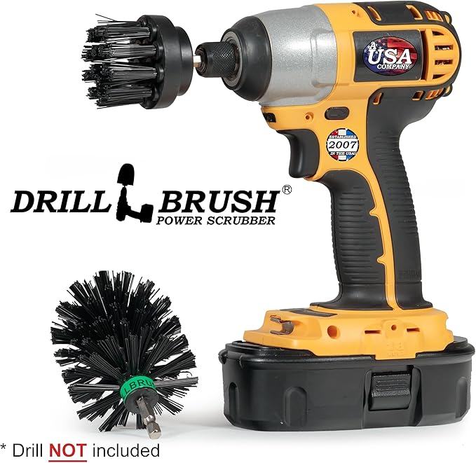 Industrial Ultra Stiff Nylon Brush - BBQ Grill Cleaning Supplies - Rust and Hard Water Stain Removal for Concrete, Brick and Morter, Deck, Grate, Griddle, Metal, Pellet Smoker, Fireplace, and Furnace