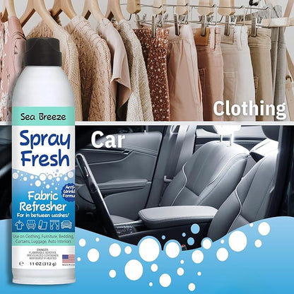 Spray Fresh Fabric Refresher, Sea Breeze, 8 oz — Deodorizer and Freshener for Clothing, Bedding, and Furniture