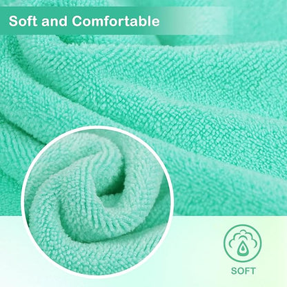 Nugilla Makeup Remover Cloth 12 x 12 Inch, Reusable Makeup Remover Towels for Washing Face, 6 Pack Washable Microfiber Face Cloth Fast Drying Washcloth, Green