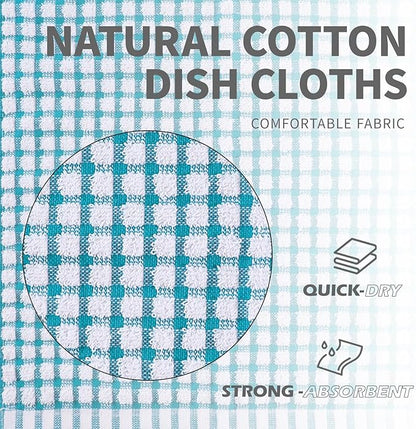 Oeleky 100% Cotton Kitchen Dish Cloths for Washing Dishes, 12x12 Inches Dish Rags, Absorbent Kitchen Cloths Pack of 8, Quick Drying Cleaning Cloths
