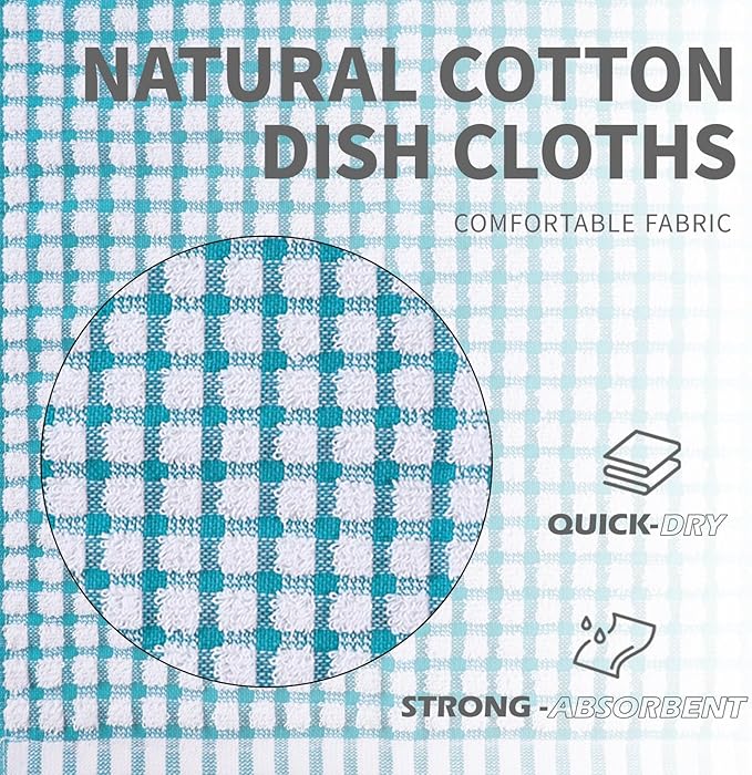 Oeleky Dish Cloths for Kitchen Washing Dishes, Super Absorbent Dish Rags, Cotton Kitchen Dish Towels Pack of 8, 12x12 Inches