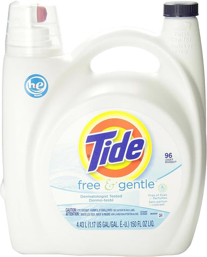 Tide Liquid Laundry Detergent HE, Free & Gentle, 96 Loads
