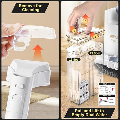 WECLEAN C1 Portable Extractor for Couch and Carpet Cleaner Upholstery Cleaner 400W Motor 9Kpa for Deep Cleaning