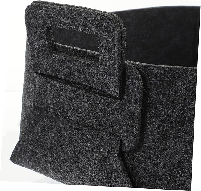 Luxshiny Felt Laundry Basket Handles Deep Gray Folding Storage Bin for Dirty Clothes Toys and Household Items Multifunctional Organizer for Bedroom and Nursery