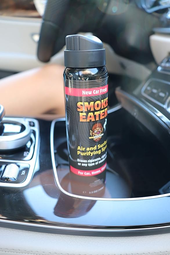 Smoke Eater Odor Eliminator Aerosol Spray, New Car Fresh, 3.5 oz — Tea Tree Oil Breaks Down Smoke at the Molecular Level