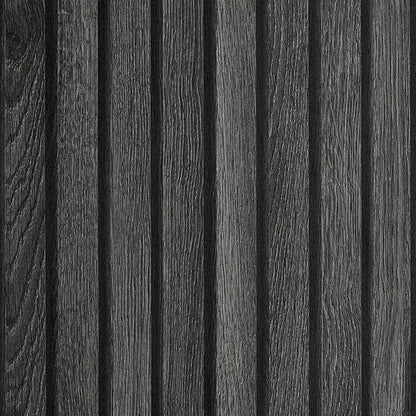 YENHOME Black Wood Slat Wallpaper Peel and Stick 17.7"X118" Faux Black Wood Slat Peel and Stick Wallpaper for Bedroom Walls Black Wood Slat Wall Panel Wallpaper Black Wood Contact Paper for Cabinets