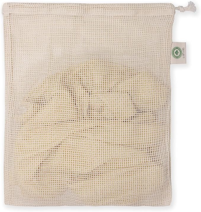 Cotton Mesh Laundry Bags - 3 Pack Large for Washing Machine, Lingerie, Underwear and Bra - Easy Drawstring Closure, Microplastic-Free and Sustainable