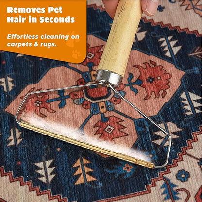 Pet Hair Remover – Multi Fabric Edge Carpet Rake Scraper with Rust-Resistant Copper Blade – Cat and Dog Hair Remover for Couch, Rugs, Car & Furniture (2 Pack)