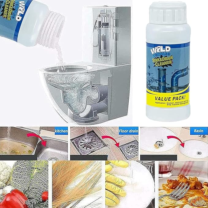 Upgrade Powerful Sink Drain Cleaner Powder - Powerful Sink and Drain Cleaner, Wild Sink and Drain Cleaner, Divine Cleaning Powder For Drains, for Kitchen Toilet Pipe Dredging (3pcs)
