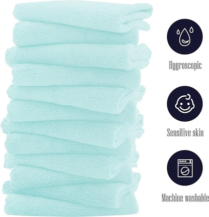 16 Pack Baby Washcloths - Luxury Coral Fleece - Extra Absorbent and Soft Wash Clothes for Newborns, Infants and Toddlers - Suitable for Sensitive Skin and New Born-Baby Shower-Frozen Blue,10x10 Inch
