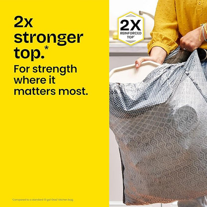 Glad ForceFlex MaxStrength Drawstring XL Kitchen Trash Bags, 20 Gal, Gain, 80 Ct (Package May Vary)