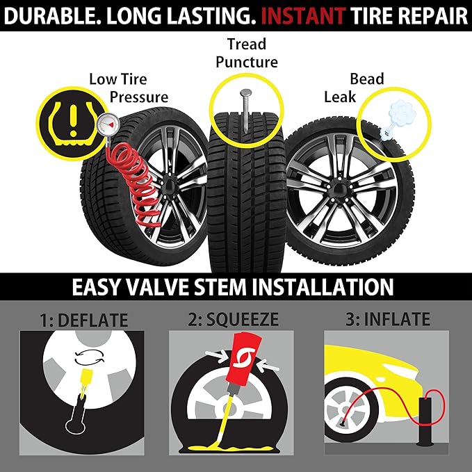 TireJect Automotive Sedan/Crossover/Truck 2-in-1 Tire Sealant & Bead Sealer Kit for tire repair of leaks and punctures