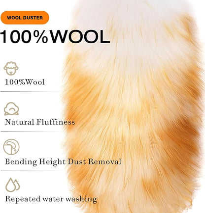 Lambswool Feather Duster with Extension Pole up to 57.5inch,Extendable Feather Duster Used for Cleaning High Ceiling Fan, High Ceilings,Furniture,Hard to Reach Areas