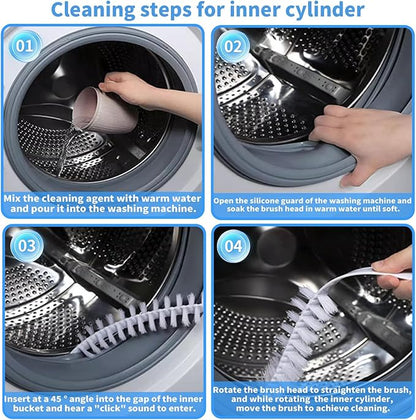 Washing Machine Cleaning Brush Set, Front Load Washer Machine Cleaner Accessories, Drum Laundry Cleaner Brush Household Cleaning Tools for Bathroom, Shower & Kitchen (6 Pcs)